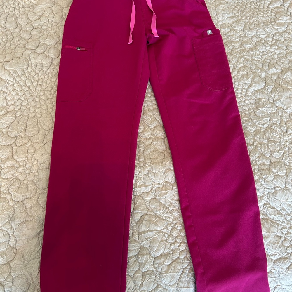Bright Pink Figs Straight leg Scrub Pants